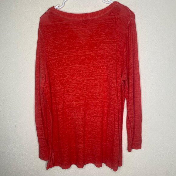 Chicos Linen Tunic Top Size 3 US XL Red V-Neck Lightweight Holiday - Picture 3 of 8
